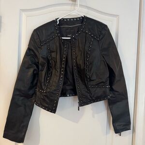bebe Black Studded Leather Jacket